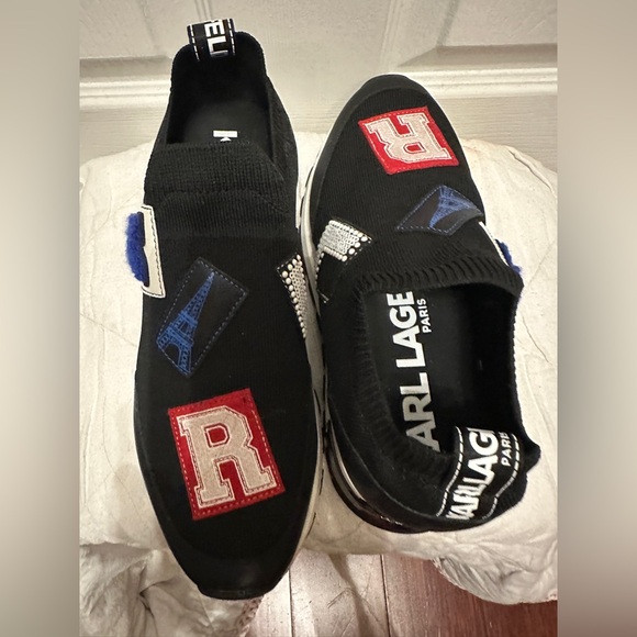 Karl Lagerfeld Black Sneakers with Blue and Red Accents - Picture 4 of 14